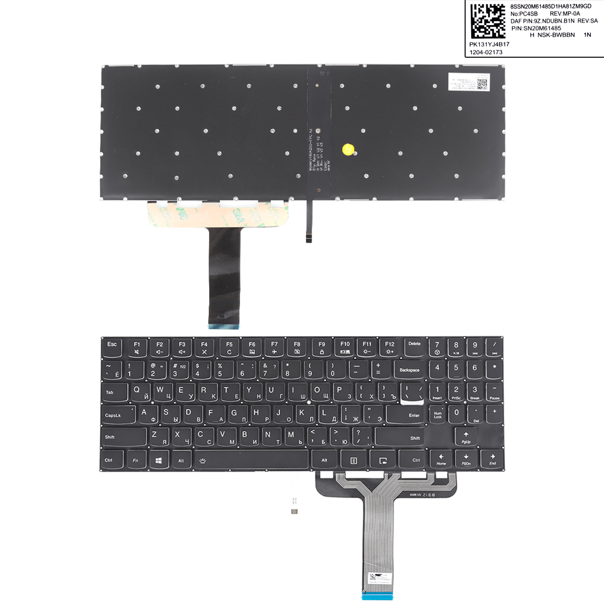 Picture of New Replacement Laptop Keyboard For Lenovo Legion Y520 Y520-15IKB R720 R720-15IKB BLACK(White Backlit,White Printing Transparent Side WIN8) RU Layout